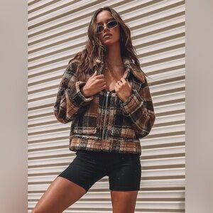 Princess Polly Plaid Sherpa Jacket